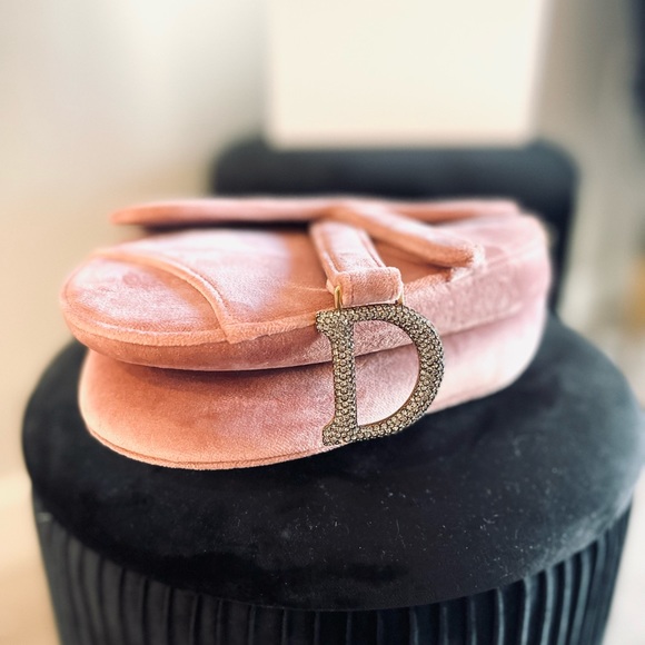 NEW IN BOX Authentic Dior Mini Saddle Bag Velvet with Crystal Rare - Picture 9 of 10